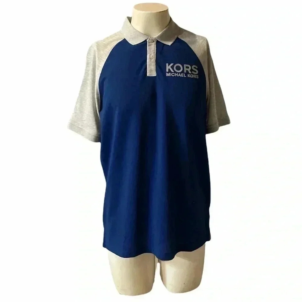 Michael Kors blue and gray polo sz L